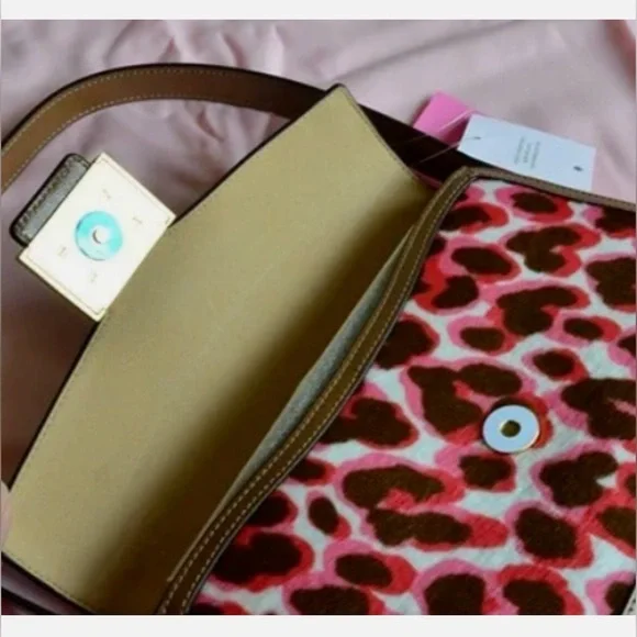 Kate Spade Katy Shoulder Pink Leopard Calf Hair Brown Leather K8969 Leopardo - Picture 7 of 9